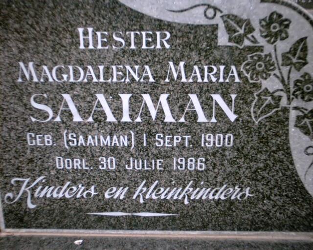 SAAIMAN Hester Magdalena Maria nee SAAIMAN 1900-1986
