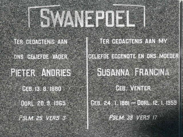 SWANEPOEL Pieter Andries 1880-1965 & Susanna Francina VENTER 1881-1959