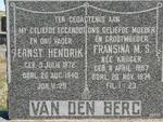 BERG Ernst Hendrik, van den 1872-1940 & Fransina M.S. KRUGER 1887-1974