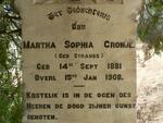 CRONJE Martha Sophia nee STRAUSS 1881-1908