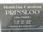 PRINSLOO Hendrina Carolina nee FOURIE 1939-1999