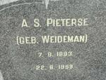 PIETERSE A.S. nee WEIDEMAN 1893-1959