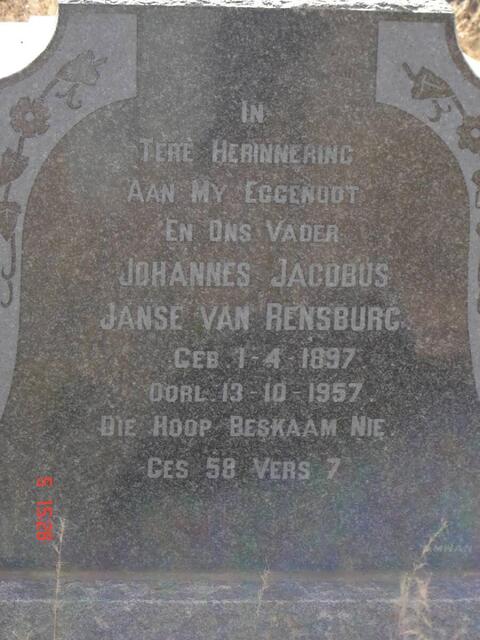 RENSBURG Johannes Jacobus, Janse van 1897-1957