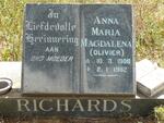 RICHARDS Anna Maria Magdalena nee OLIVIER 1908-1982