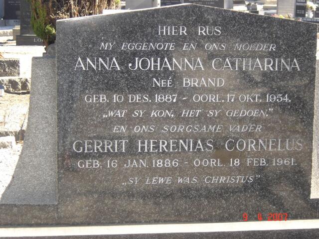 ENGELBRECHT Gerrit Herenias Cornelus 1886-1961 & Anna Johanna Catharina BRAND 1887-1954
