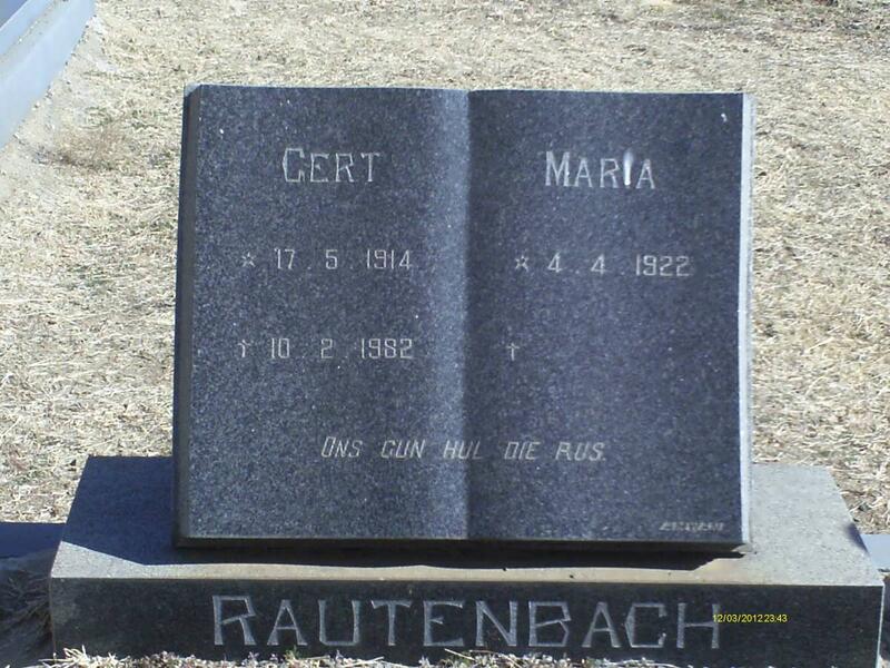RAUTENBACH Gert 1914-1982 & Maria 1922-