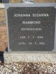 HAMMOND Johanna Susanna nee ESTERHUIZEN 1899-1982