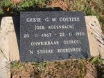 COETZEE Gesie G.M. nee AGGENBACH 1867-1950