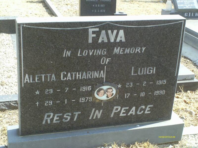 FAVA Luigi 1915-1990 & Aletta Catharina 1916-1979