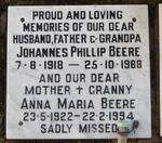 BEERE Johannes Phillip 1918-1988 & Anna Maria 1922-1994