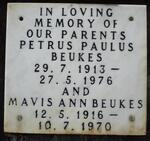 BEUKES Petrus Paulus 1913-1976 & Mavis Ann 1916-1970