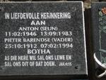 BOTHA Anton 1946-1983 :: BOTHA Pieter Barendse 1912-1994