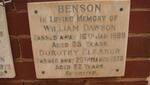 BENSON William Dawson -1969 & Dorothy Eleanor -1970