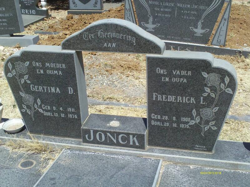 JONCK Frederick L. 1908-1975 & Gertina D. 1911-1975