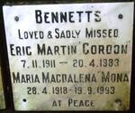 BENNETTS Eric Martin Gordon 1911-1983 & Maria Magdalena Mona 1918-1993