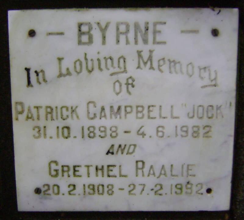 BYRNE Patrick Campbell 1898-1982 & Grethel Raalie 1908-1992
