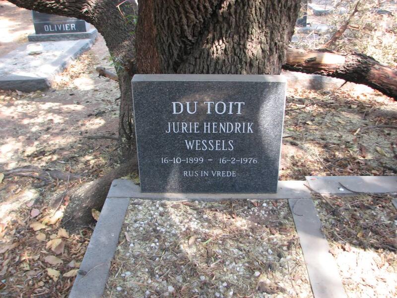 TOIT Jurie Hendrik Wessels, du 1899-1976