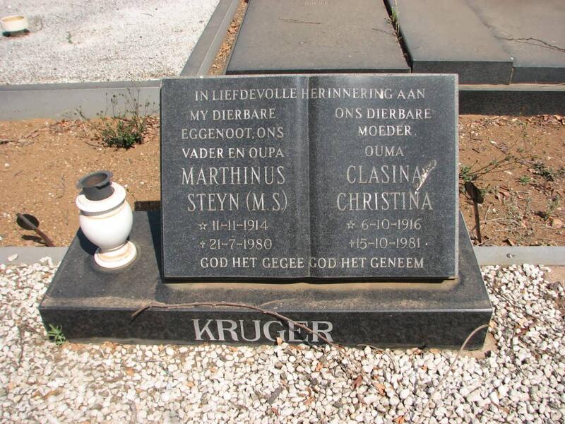 KRUGER Marthinus Steyn 1914-1980 & Clasina Christina 1916-1981