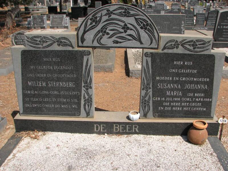 BEER Willem Sternberg, de 1916-1975 & Susanna Johanna Maria DE BEER 1916-1984
