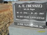 RENSBURG A.E., Janse van nee DE JAGER 1932-2007