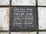 BERG John Stefanis, van der 1929-1992 & Thelma Esme 1931-1978 :: van der BERG Dorina Orgina 1932-1996