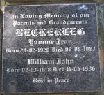 BECKERLEG William John 1918-1986 & Yvonne Jean 1920-1983