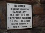 BOWMAN Frederick William 1918-1992 & Daphne Joy 1920-1959