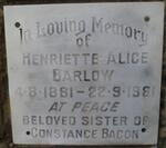 BARLOW Henrietta Alice 1881-1981