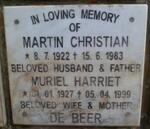 BEER Martin Christian, de 1922-1983 & Muriel Harriet 1927-1999