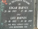 BARNES Edgar 1903-1989 & Lily 1922-1995