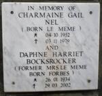 BOCKSROCKER Daphne Harriet former LE MEME nee FORBES 1934-2002 :: NEL Charmaine Gail nee LE MEME 1952-1979