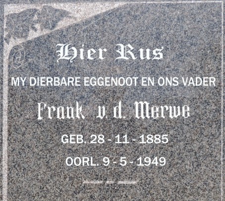 MERWE Frank, v.d. 1885-1949
