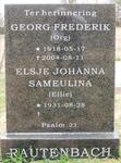 RAUTENBACH Georg Frederik 1918-2004 & Elsje Johanna Sameulina 1931-