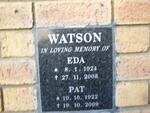 WATSON Pat 1922-2009 & Eda 1924-2008