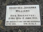 WILLIAMS Dorothea Johanna nee RADEMEYER 1849-1933
