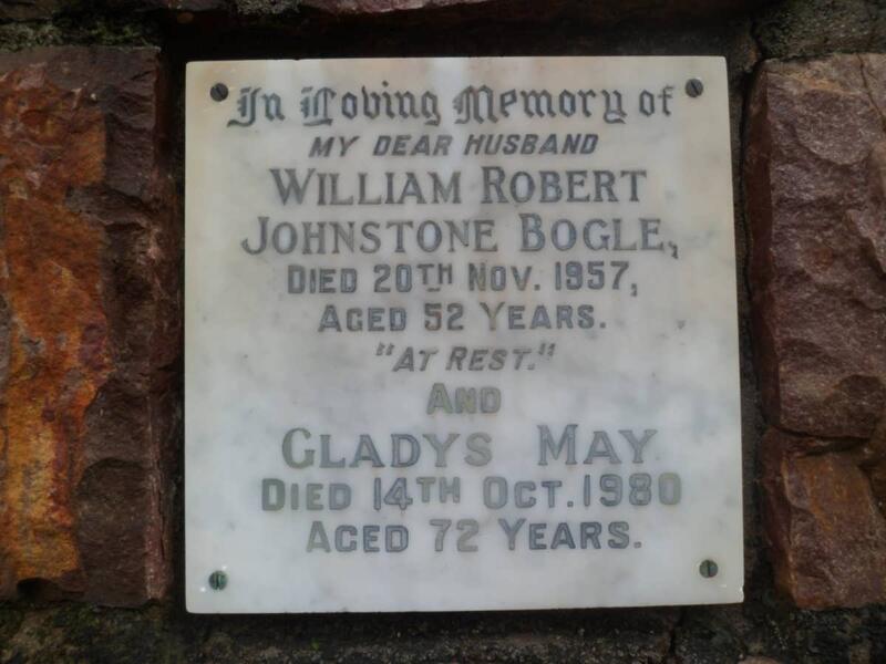 BOGLE William Robert Johnstone -1957 & Gladys May -1980