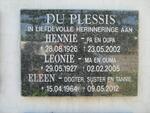 PLESSIS Hennie, du 1926-2002 & Leonie 1927-2005 :: DU PLESSIS Eleen 1964-2012