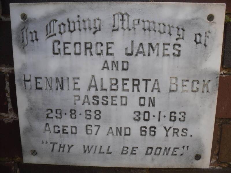 BECK George James -1968 & Hennie Alberta -1963