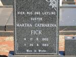 FICK Martha Catharina 1902-1983