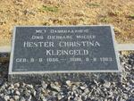 KLEINGELD Hester Christina voorheen DU PLESSIS nee PIEK 1886-1963