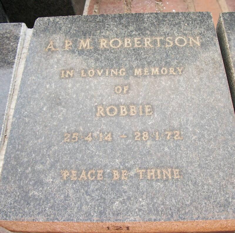 ROBERTSON A.P.M 1914-1972