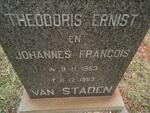 STADEN Theodoris Ernst, van 1953-1953 :: VAN STADEN Johannes Francois 1953-1953