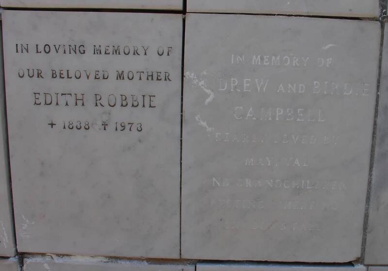 ROBBIE Edith 1888-1973 :: CAMPBELL Andrew & Birdie