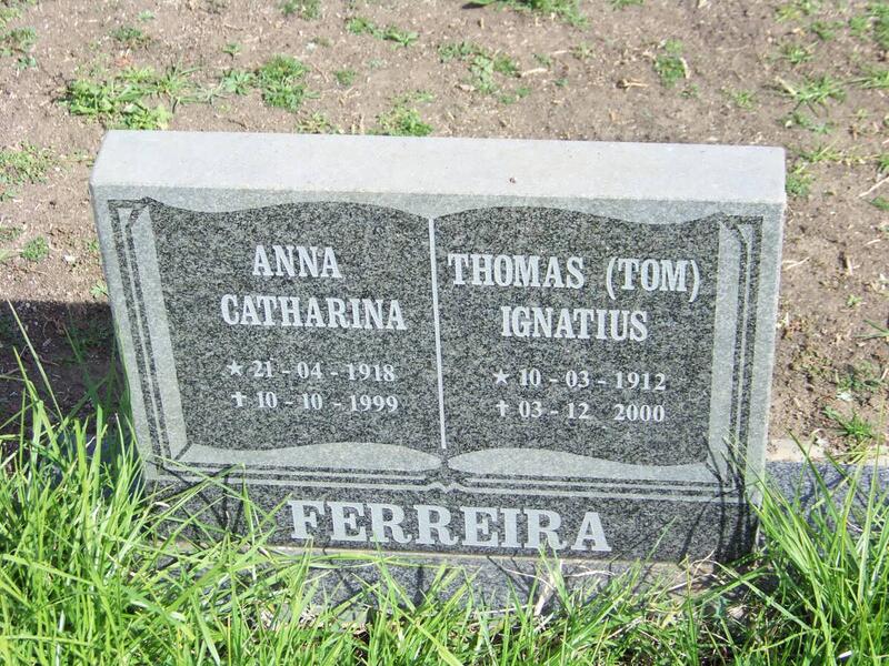 FERREIRA Thomas Ignatius 1912-2000 & Anna Catharina 1918-1999
