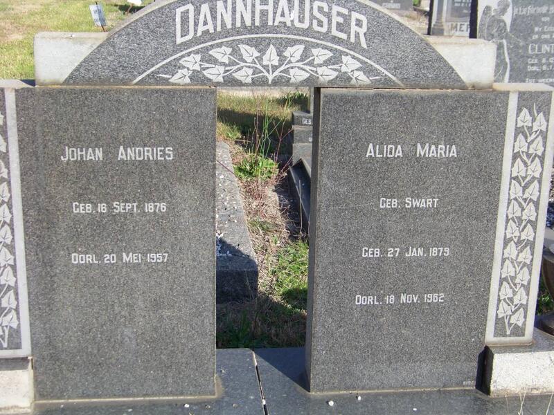 DANNHAUSER Johan Andries 1876-1957 & Alida Maria SWART 1879-1962