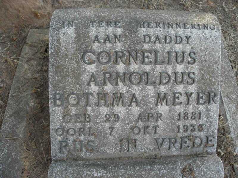 MEYER Cornelius Arnoldus Bothma 1881-1933