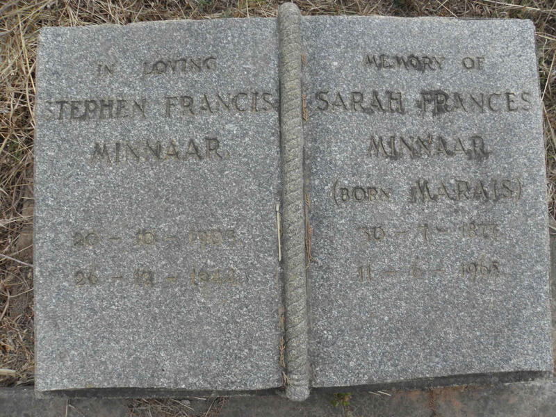 MINNAAR Stephen Francis 1903-1944 :: MINNAAR Sarah Frances nee MARAIS 1877-1968