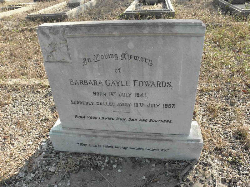 EDWARDS Barbara Gayle 1941-1957