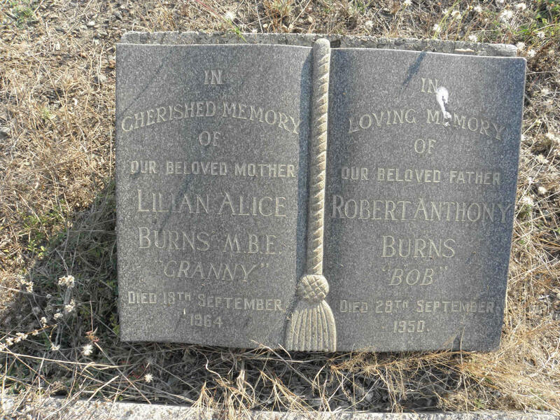 BURNS Robert Anthony -1950 & Lilian Alice -1964