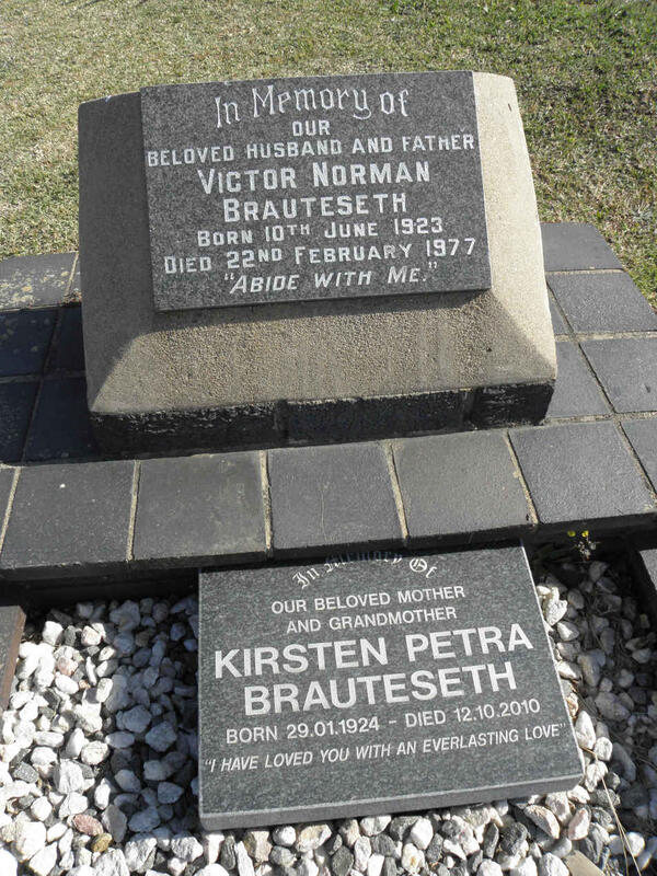 BRAUTESETH Victor Norman 1923-1977 & Kirsten Petra 1924-2010